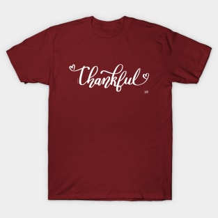 Thanksgiving Thankful Word Grateful Hearts Design T-Shirt